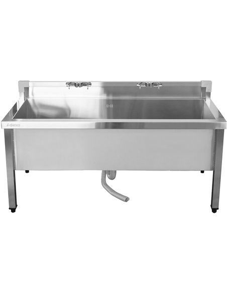 Commercial Stainless Steel Mop Sink with Low Rack &amp 2-in-1 Mop Holder 1200x600x550mm | Stalwart DA-SMSJYLR12060