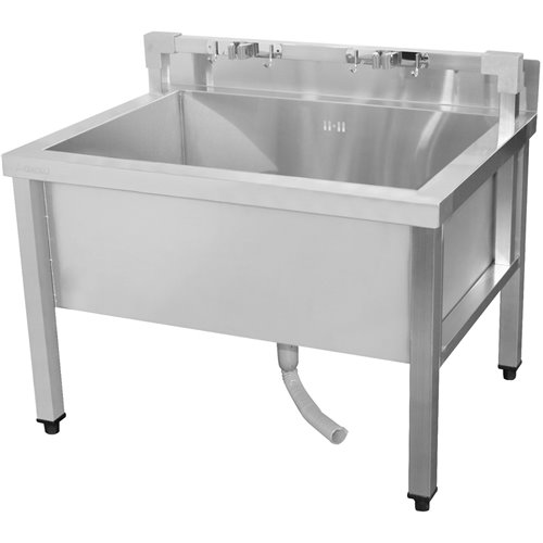 Commercial Stainless Steel Mop Sink with Low Rack &amp 2-in-1 Mop Holder 800x600x550mm | Stalwart DA-SMSJYLR8060