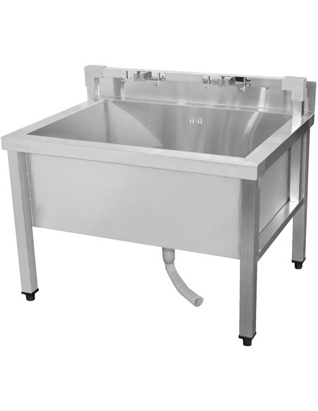 Commercial Stainless Steel Mop Sink with Low Rack &amp 2-in-1 Mop Holder 800x600x550mm | Stalwart DA-SMSJYLR8060