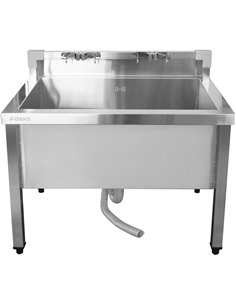Commercial Stainless Steel Mop Sink with Low Rack &amp 2-in-1 Mop Holder 800x600x550mm | Stalwart DA-SMSJYLR8060 2