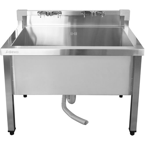 Commercial Stainless Steel Mop Sink with Low Rack &amp 2-in-1 Mop Holder 800x600x550mm | Stalwart DA-SMSJYLR8060
