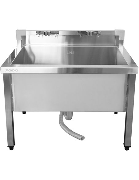 Commercial Stainless Steel Mop Sink with Low Rack &amp 2-in-1 Mop Holder 800x600x550mm | Stalwart DA-SMSJYLR8060