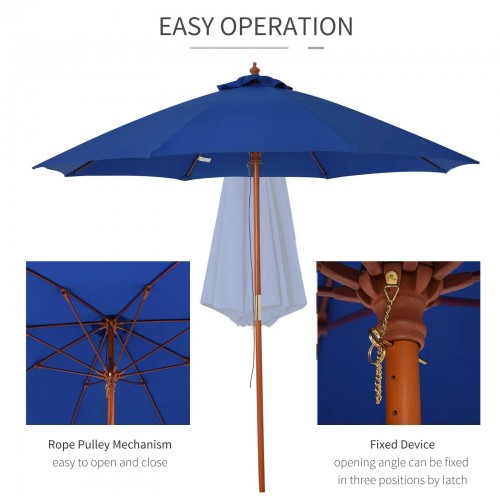 Round Parasol 2.5m Diameter Blue,...