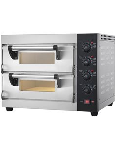 Commercial Pizza Oven Electric 2 chambers 400x400mm 350°C Mechanical controls 5.2kW 230V 600x520x480mm | Stalwart DA-PS442