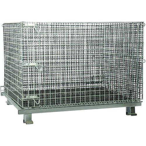 Commercial Heavy Duty Wire Mesh Stillage Collapsible &amp Stackable Zinc-Plated Steel 500kg Capacity 1200x1000x890mm | Stalwart 