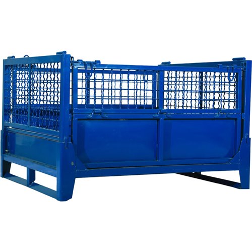 Commercial Heavy Duty Folding Pallet Cage Stillage Collapsible &amp Stackable Powsered Coated Steel 1200x1000x750mm | Stalwart D