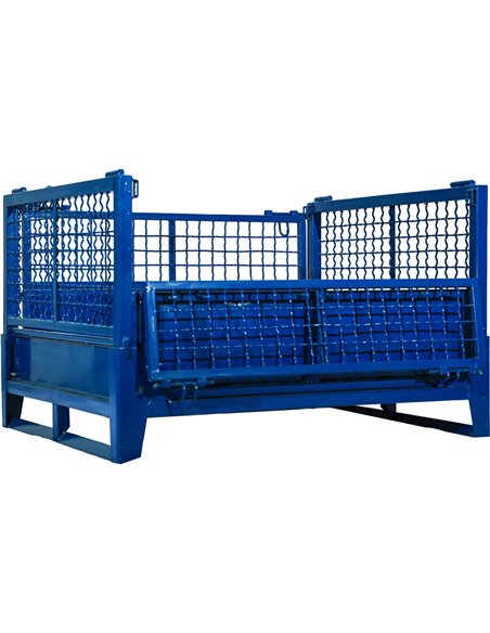 Commercial Heavy Duty Folding Pallet Cage Stillage Collapsible &amp Stackable Powsered Coated Steel 1200x1000x750mm | Stalwart D