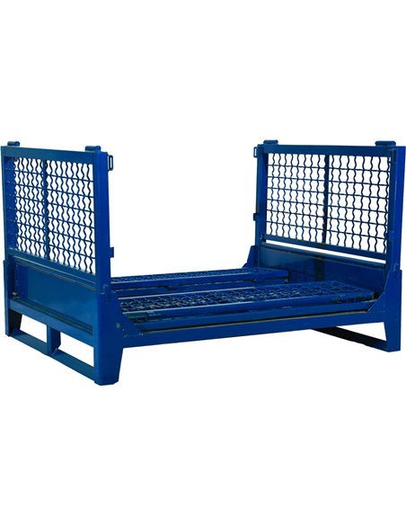 Commercial Heavy Duty Folding Pallet Cage Stillage Collapsible &amp Stackable Powsered Coated Steel 1200x1000x750mm | Stalwart D