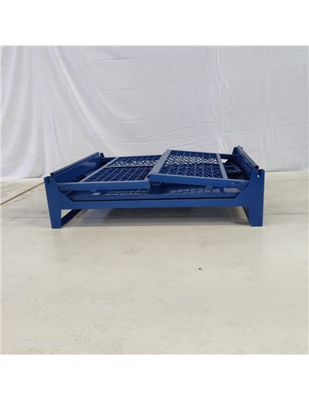 Commercial Heavy Duty Folding Pallet Cage Stillage Collapsible &amp Stackable Powsered Coated Steel 1200x1000x750mm | Stalwart D