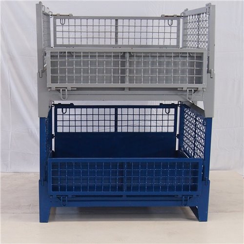 Commercial Heavy Duty Folding Pallet Cage Stillage Collapsible &amp Stackable Powsered Coated Steel 1200x1000x750mm | Stalwart D