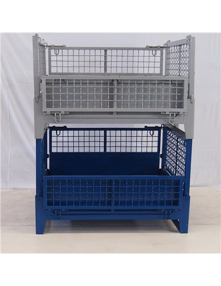 Commercial Heavy Duty Folding Pallet Cage Stillage Collapsible &amp Stackable Powsered Coated Steel 1200x1000x750mm | Stalwart D