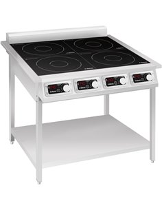 Commercial 4-Zone Induction Hob with Undershelf 4 x 3500W 790x700x911mm | Stalwart DA-EW350C4