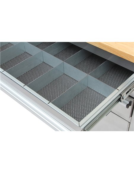 Heavy Duty Steel Rolling Tool Chest with Wooden Worktop 6 Drawers 1 Double-Door Side Cabinet 1674x489x907mm Stainless Steel | St