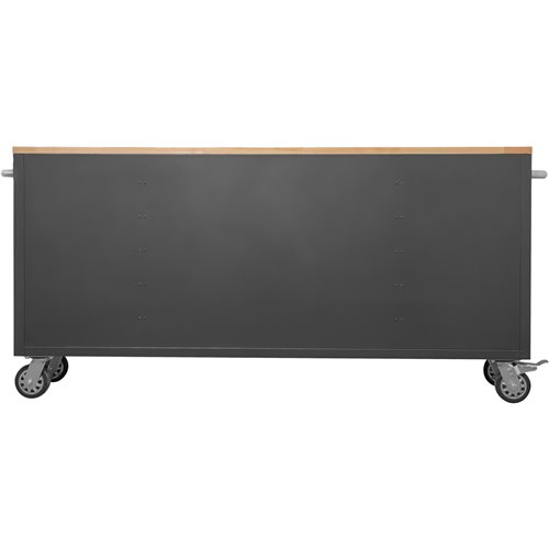 Heavy Duty Steel Rolling Tool Chest with Wooden Worktop 15 Drawers 1978x485x908mm Black | Stalwart DA-722038ABLACK