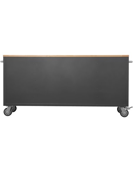 Heavy Duty Steel Rolling Tool Chest with Wooden Worktop 15 Drawers 1978x485x908mm Black | Stalwart DA-722038ABLACK