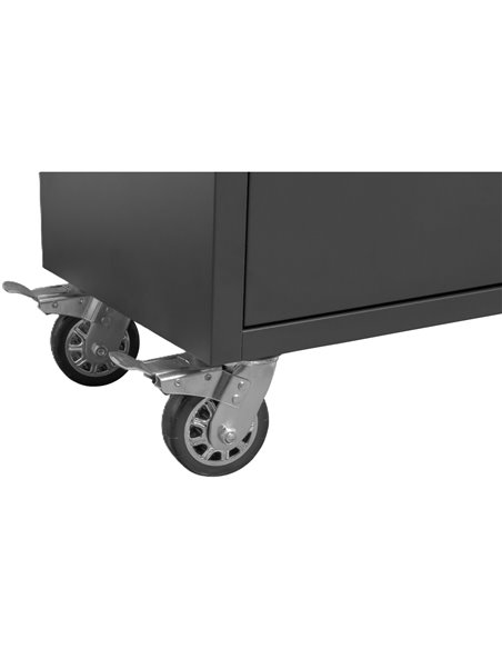 Heavy Duty Steel Rolling Tool Chest with Wooden Worktop 15 Drawers 1978x485x908mm Black | Stalwart DA-722038ABLACK