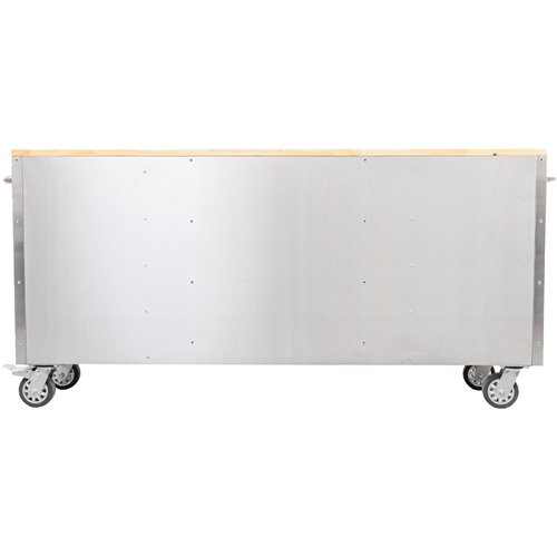 Heavy Duty Steel Rolling Tool Chest with Wooden Worktop 15 Drawers 1978x485x908mm Stainless Steel | Stalwart DA-722038ASILVER