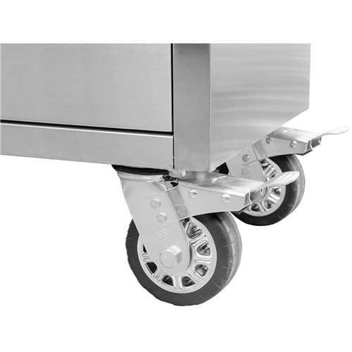 Heavy Duty Steel Rolling Tool Chest with Wooden Worktop 15 Drawers 1978x485x908mm Stainless Steel | Stalwart DA-722038ASILVER