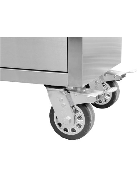 Heavy Duty Steel Rolling Tool Chest with Wooden Worktop 15 Drawers 1978x485x908mm Stainless Steel | Stalwart DA-722038ASILVER