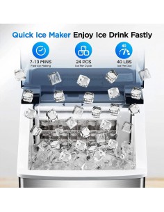 White Counter Top Ice Maker 11kg Output Ice Maker,  Ice Scoop & Basket 2
