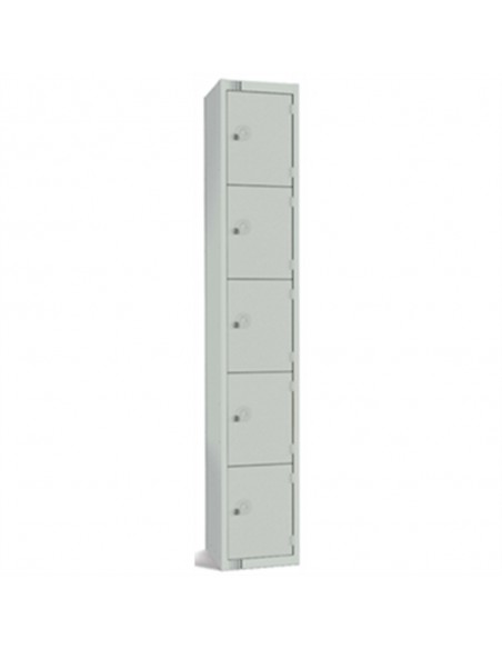 Five Door Locker with Sloping Top Mid Grey Padlock