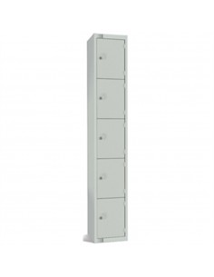 Five Door Locker with Sloping Top Red Padlock
