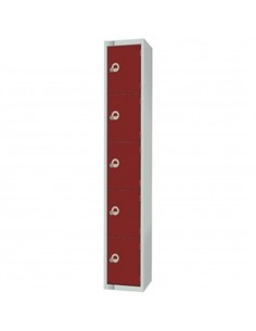 Five Door Locker with Sloping Top Green Padlck