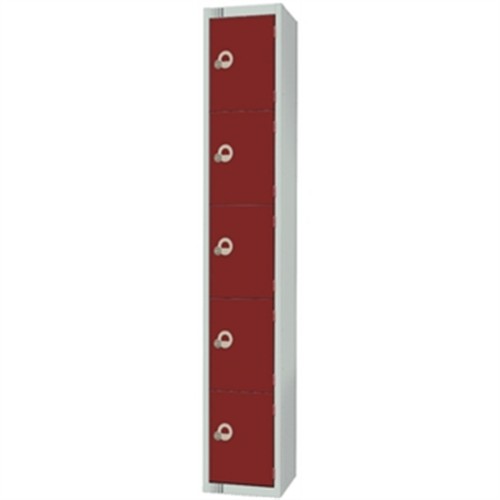 Five Door Locker with Sloping Top Green Padlck