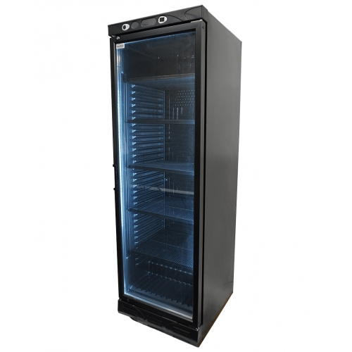 REFRIGERATOR 1 GLASS DOOR 382L BLACK WITHOUT LIGHT BOX