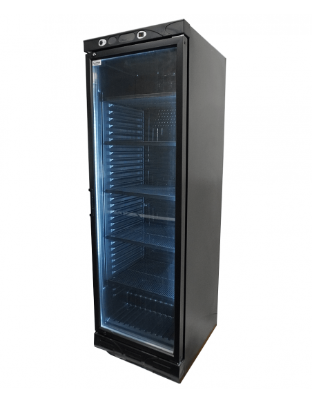 REFRIGERATOR 1 GLASS DOOR 382L BLACK WITHOUT LIGHT BOX