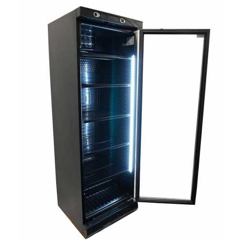 REFRIGERATOR 1 GLASS DOOR 382L BLACK WITHOUT LIGHT BOX