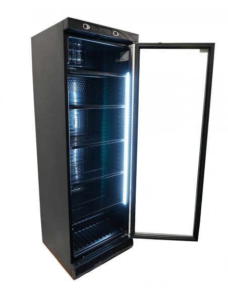 REFRIGERATOR 1 GLASS DOOR 382L BLACK WITHOUT LIGHT BOX