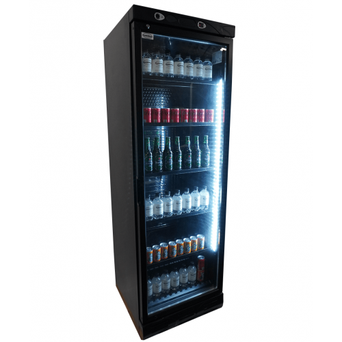 REFRIGERATOR 1 GLASS DOOR 382L BLACK WITHOUT LIGHT BOX