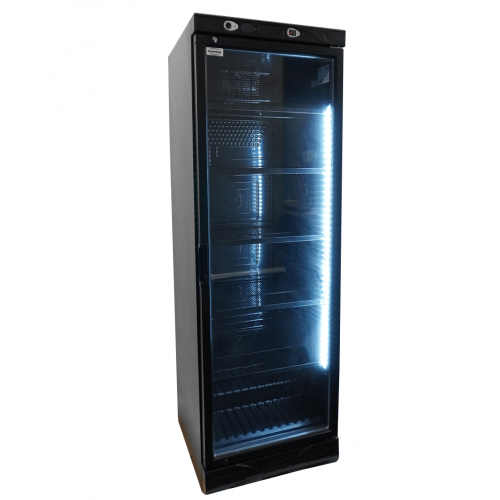 REFRIGERATOR 1 GLASS DOOR 382L BLACK WITHOUT LIGHT BOX