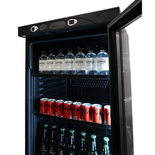 REFRIGERATOR 1 GLASS DOOR 382L BLACK WITHOUT LIGHT BOX