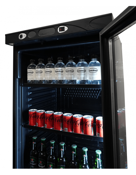 REFRIGERATOR 1 GLASS DOOR 382L BLACK WITHOUT LIGHT BOX