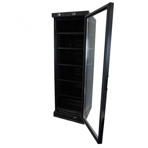 REFRIGERATOR 1 GLASS DOOR 382L BLACK WITHOUT LIGHT BOX