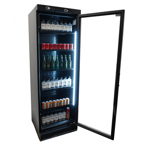 REFRIGERATOR 1 GLASS DOOR 382L BLACK WITHOUT LIGHT BOX
