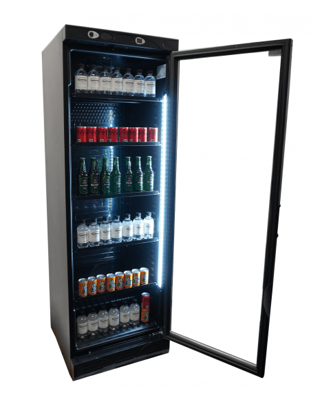 REFRIGERATOR 1 GLASS DOOR 382L BLACK WITHOUT LIGHT BOX