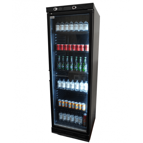 REFRIGERATOR 1 GLASS DOOR 382L BLACK WITHOUT LIGHT BOX