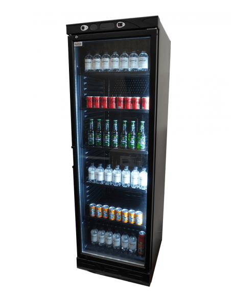 REFRIGERATOR 1 GLASS DOOR 382L BLACK WITHOUT LIGHT BOX