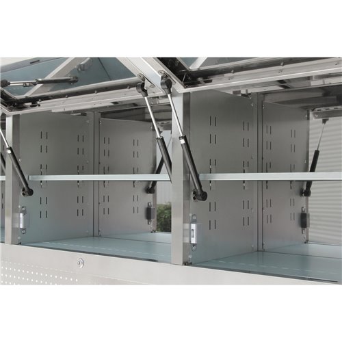 Heavy Duty Steel Rolling Tool Chest with Wooden Worktop 15 Drawers 3 Overhead Cabinets 1978x510x1828mm Stainless Steel | Stalwar