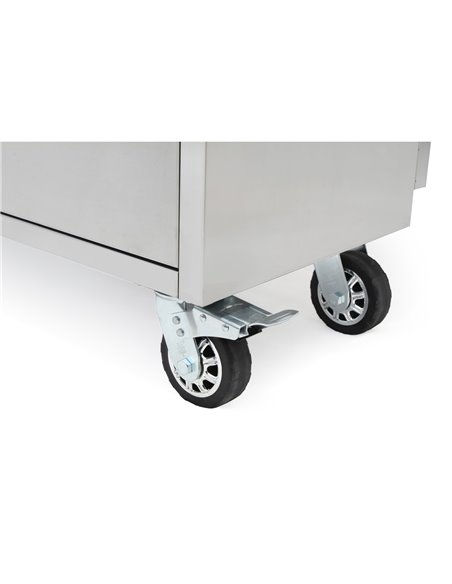 Heavy Duty Steel Rolling Tool Chest with Wooden Worktop 15 Drawers 3 Overhead Cabinets 1978x510x1828mm Stainless Steel | Stalwar