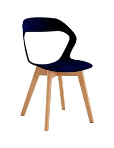 Bistro Dining Chair Sculpted Polypropylene Seat Wooden Legs Indoors &amp Outdoors 430x430x780mm Black | Stalwart DA-P130BLACK