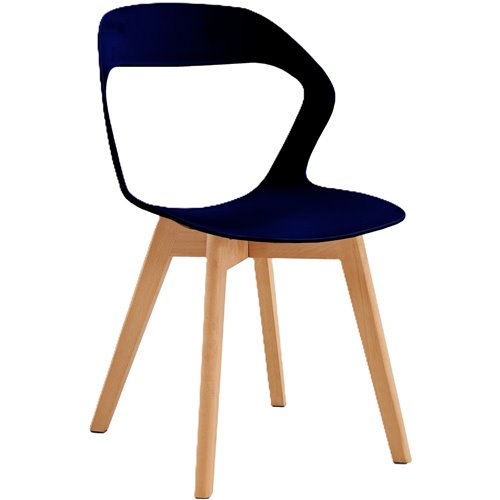 Bistro Dining Chair Sculpted Polypropylene Seat Wooden Legs Indoors &amp Outdoors 430x430x780mm Black | Stalwart DA-P130BLACK