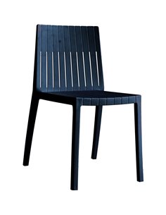 Bistro Dining Chair Slatted Back Polypropylene Indoors &amp Outdoors 400x420x800mm Black | Stalwart DA-P184BLACK