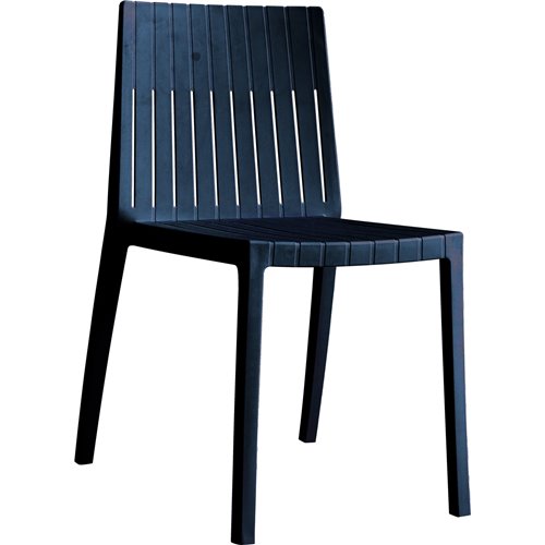 Bistro Dining Chair Slatted Back Polypropylene Indoors &amp Outdoors 400x420x800mm Black | Stalwart DA-P184BLACK