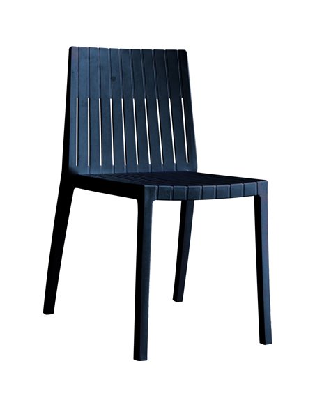 Bistro Dining Chair Slatted Back Polypropylene Indoors &amp Outdoors 400x420x800mm Black | Stalwart DA-P184BLACK