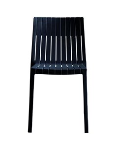 Bistro Dining Chair Slatted Back Polypropylene Indoors &amp Outdoors 400x420x800mm Black | Stalwart DA-P184BLACK 2