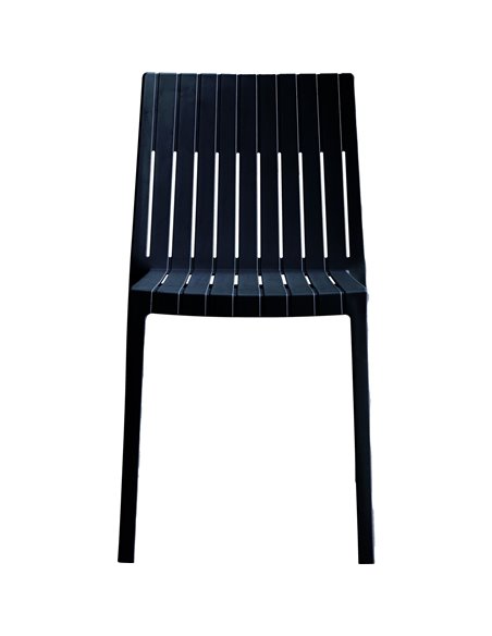 Bistro Dining Chair Slatted Back Polypropylene Indoors &amp Outdoors 400x420x800mm Black | Stalwart DA-P184BLACK